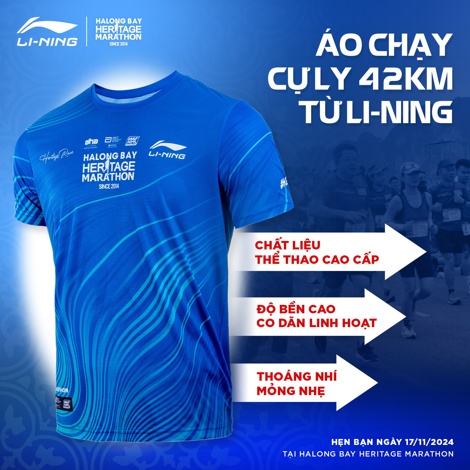 Công bố chính thức áo chạy cự ly 42km Giải Halong Bay Heritage Marathon