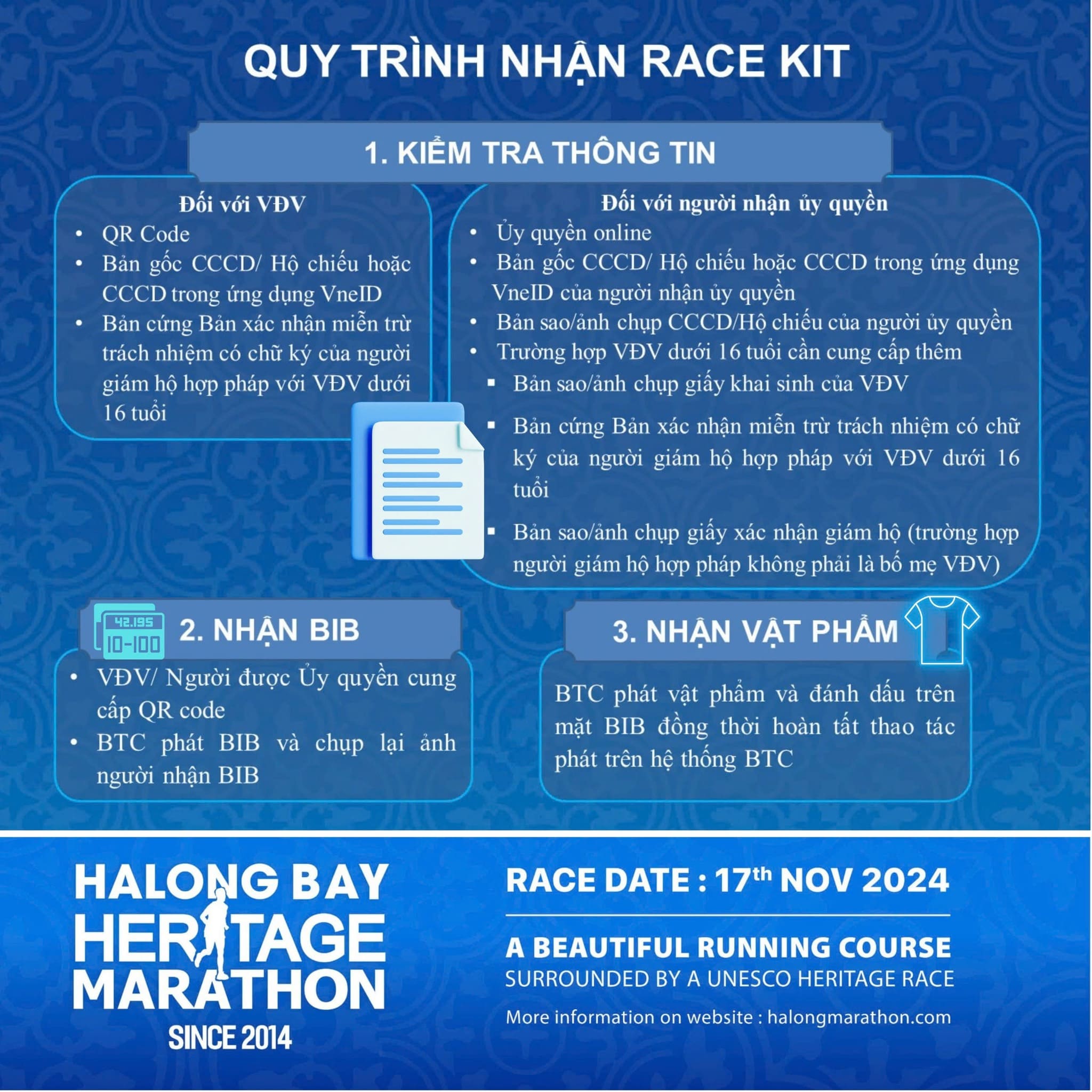 Race kit pick up information -  Halong Bay Heritage Marathon 2024